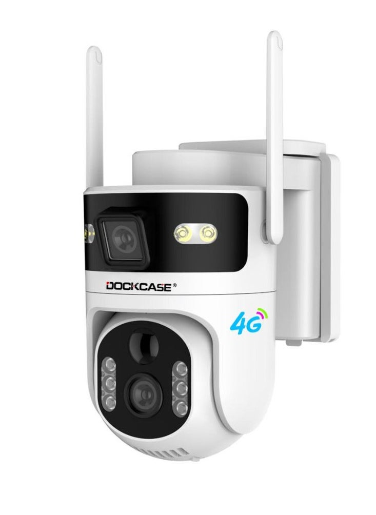 DOCKCASE 4MP Dual lens And Dual Solar Panel Solar CCTV Camera, Sturdy And Durable Outdoor Security Camera With Motion Detection  - Image 1