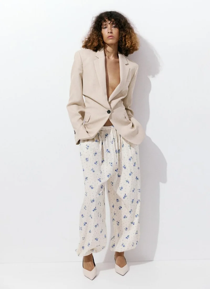 Mango 01-BLANCO Floral Print Baggy Trousers for Women | Best Price UAE