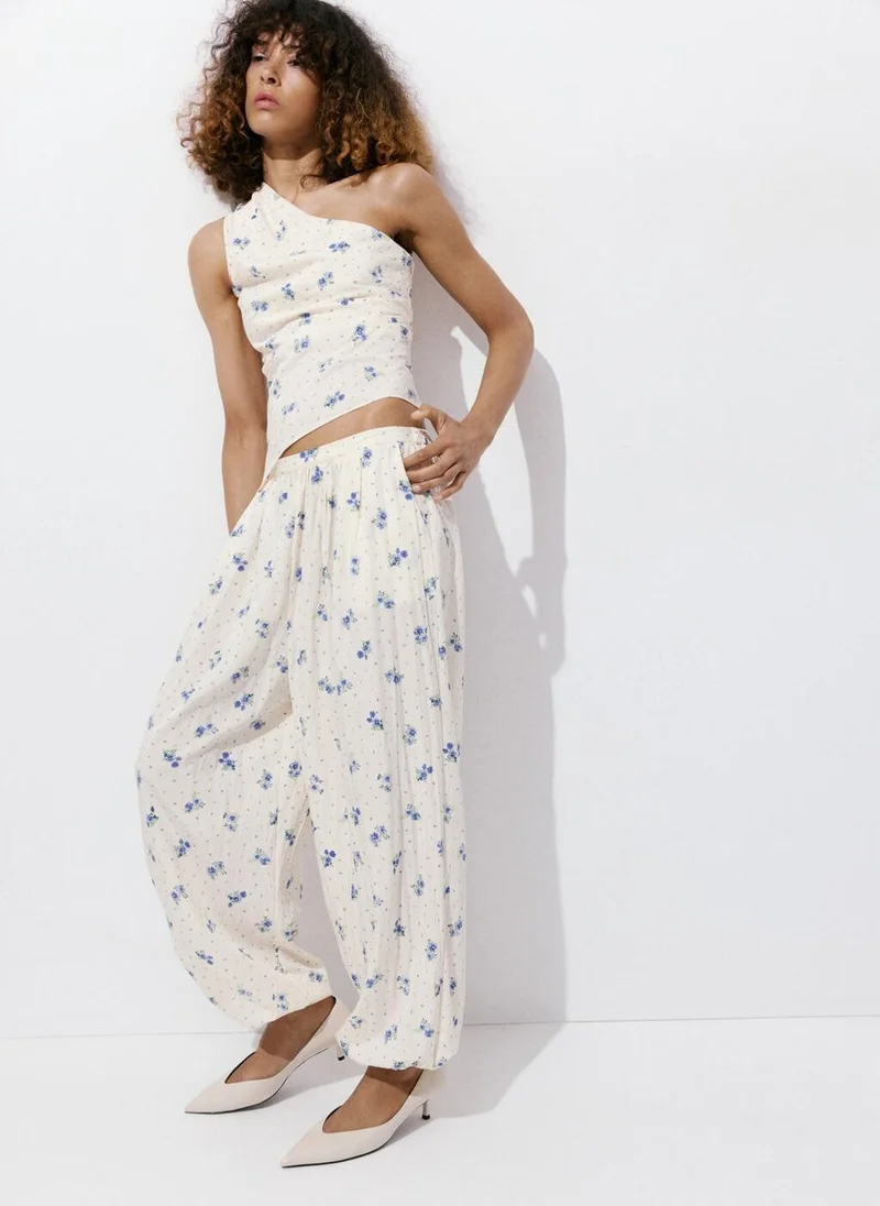 Mango 01-BLANCO Floral Print Baggy Trousers for Women | Best Price UAE