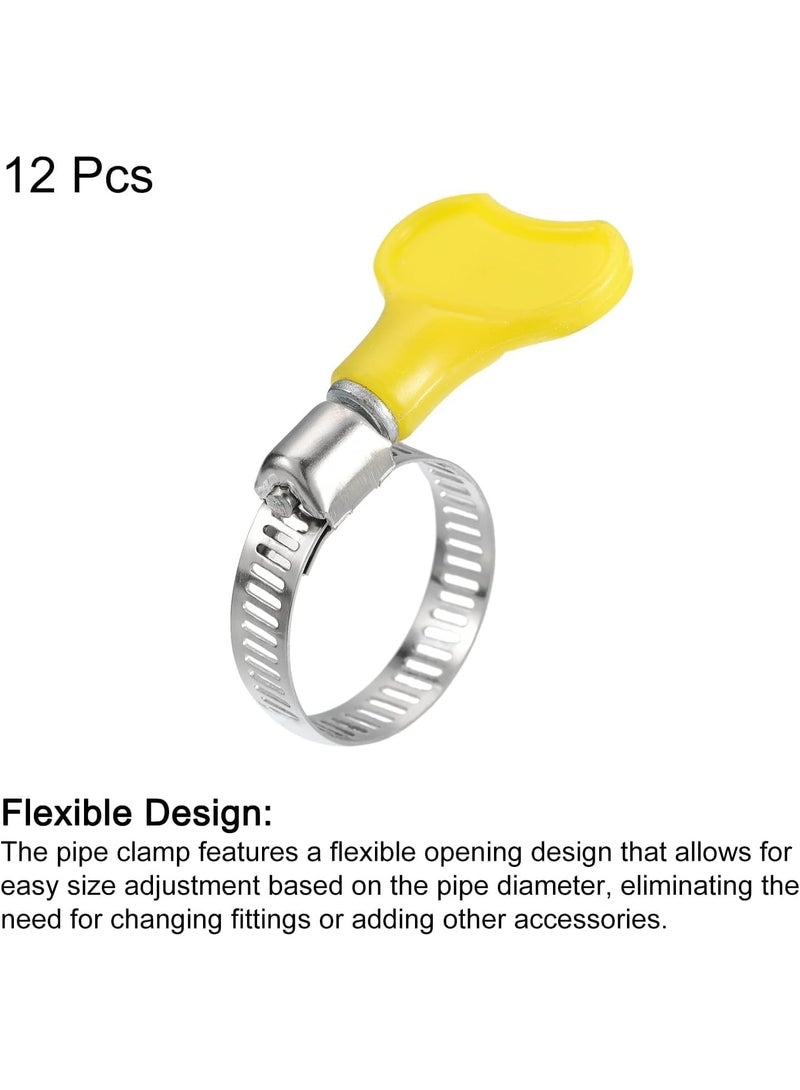 VITION 12pcs Steel Hose Clamps, 21-38mm Adjustable Pipe Clips with Plastic Handle for Securing Connections Gas Lines, Water, Oil Pipes - Image 3