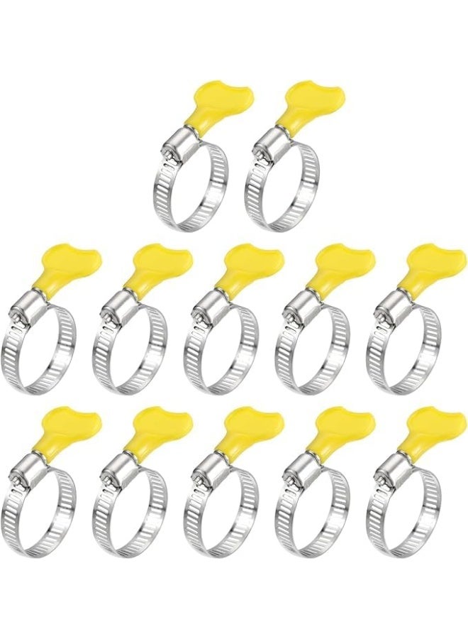 VITION 12pcs Steel Hose Clamps, 21-38mm Adjustable Pipe Clips with Plastic Handle for Securing Connections Gas Lines, Water, Oil Pipes - Image 1