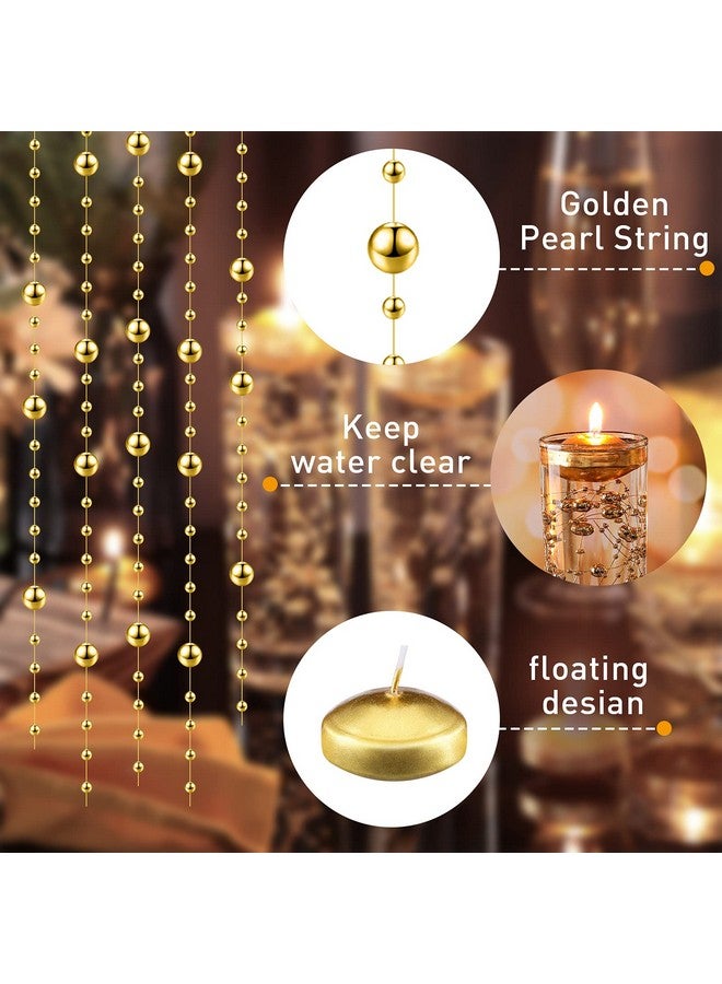 Nuanchu 12 Pieces 1. 65 Inch Floating Candles for Wedding Centerpiece, Small Unscented Floating Round Tealights Metallic Smooth Wax Disc Candles for Graduation Dinner Home Decor(Gold) - Image 5