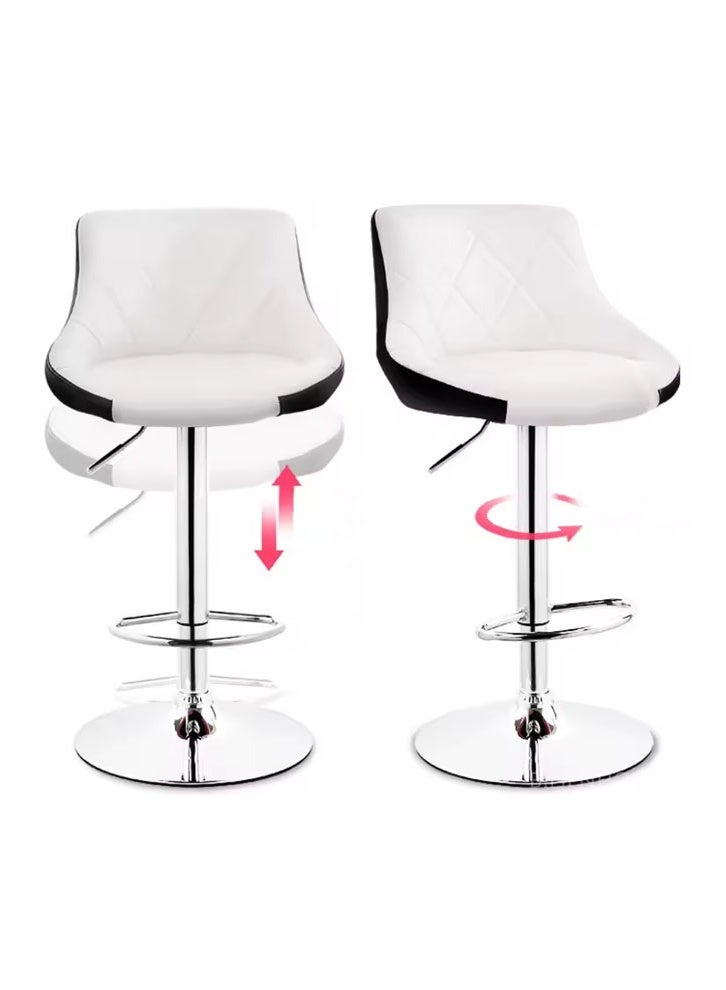 NKX Modern PU Leather Bar Chair With a white bar stool with black accents – Adjustable Height & Swivel - Image 2