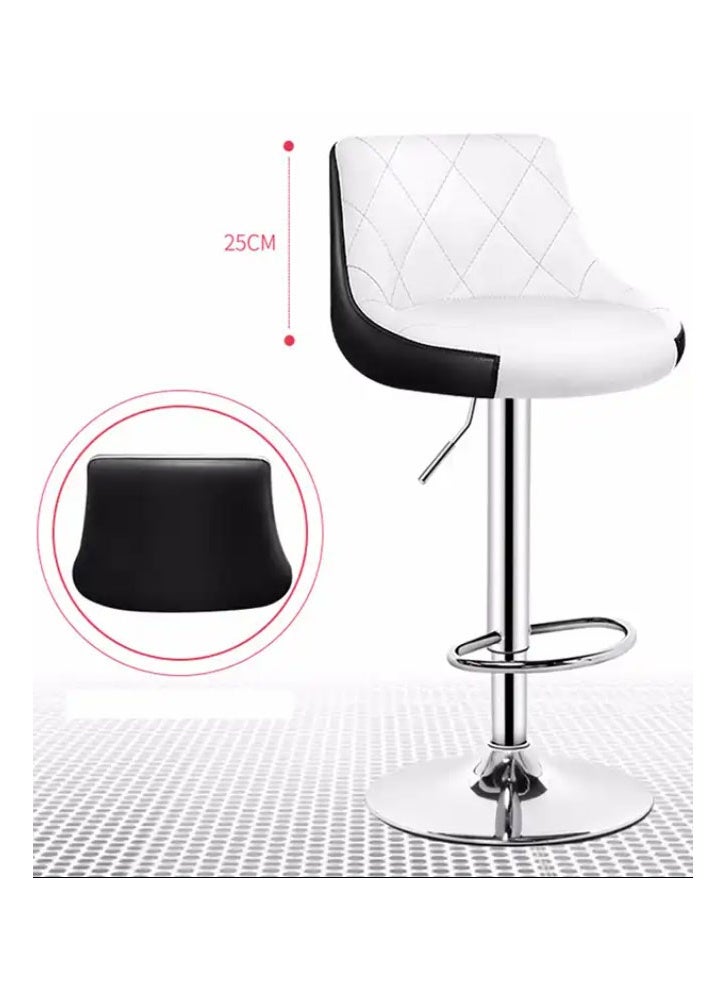 NKX Modern PU Leather Bar Chair With a white bar stool with black accents – Adjustable Height & Swivel - Image 4