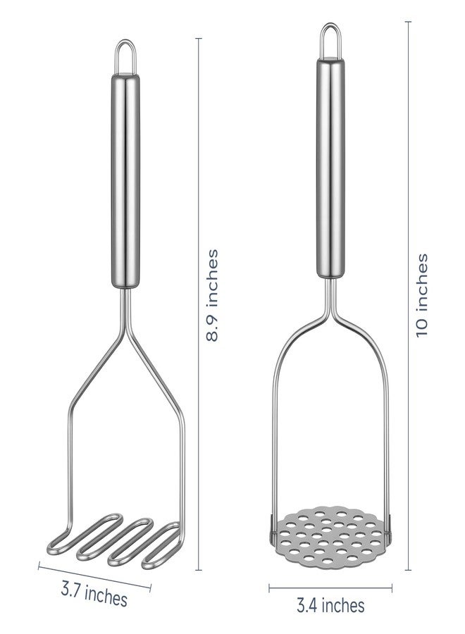 Maclia 2PCS Mashed Potato Masher - Stainless Steel Potato Smasher, Masher Kitchen Tools & Utensils for Avocado, Bean, Salad, Vegetables, Fruit, Food, Meat Smasher Tool for Ground Beef - Image 2