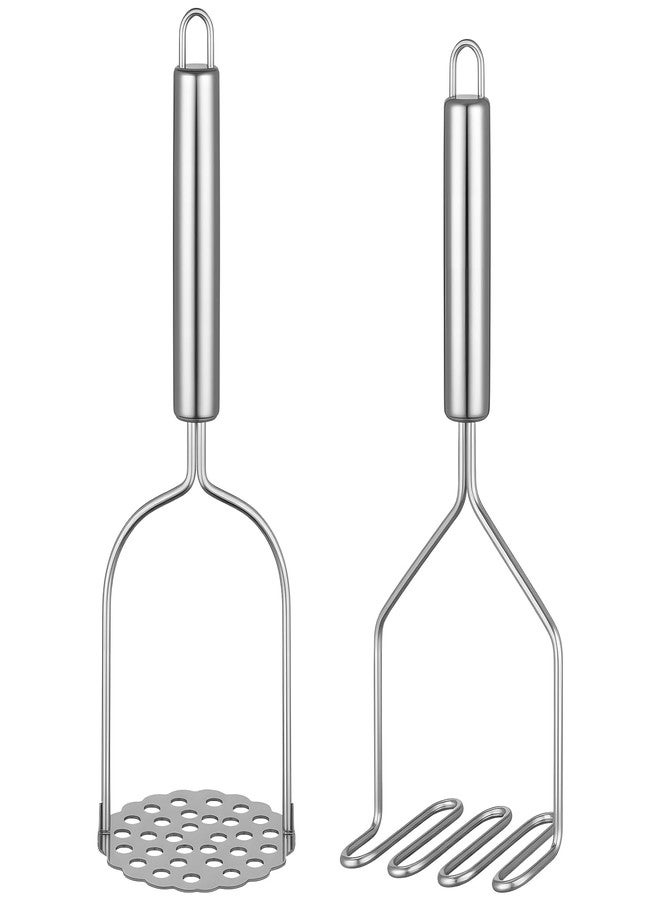 Maclia 2PCS Mashed Potato Masher - Stainless Steel Potato Smasher, Masher Kitchen Tools & Utensils for Avocado, Bean, Salad, Vegetables, Fruit, Food, Meat Smasher Tool for Ground Beef - Image 1