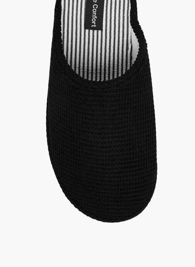 Le Confort BLACK Textured Bedroom Slippers for Men | Best Price UAE