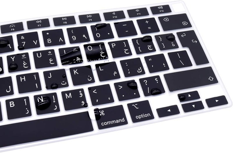 سيفن لاين غطاء لوحة مفاتيح عربي من متوافق مع MacBook Air 13 بوصة A2337/A2179 2023 2022 2021 2020 واقي سيليكون ناعم لـ MacBook Air 13 بوصة M1 تخطيط EU/UAE، أسود - Image 5