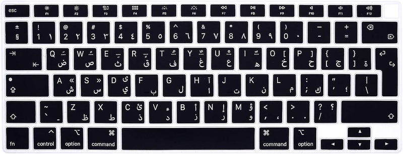 سيفن لاين غطاء لوحة مفاتيح عربي من متوافق مع MacBook Air 13 بوصة A2337/A2179 2023 2022 2021 2020 واقي سيليكون ناعم لـ MacBook Air 13 بوصة M1 تخطيط EU/UAE، أسود - Image 1
