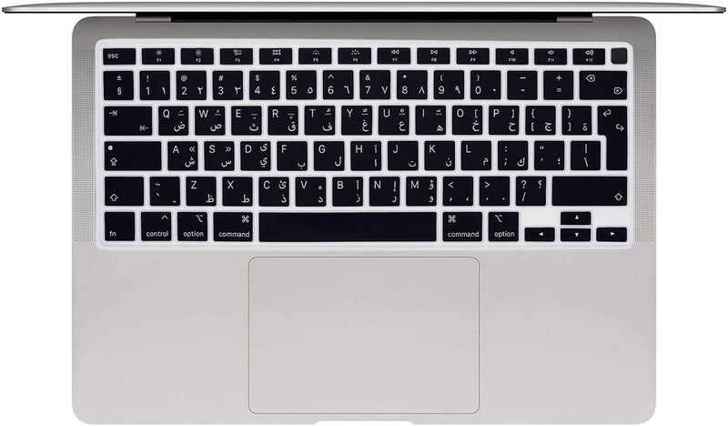 سيفن لاين غطاء لوحة مفاتيح عربي من متوافق مع MacBook Air 13 بوصة A2337/A2179 2023 2022 2021 2020 واقي سيليكون ناعم لـ MacBook Air 13 بوصة M1 تخطيط EU/UAE، أسود - Image 3