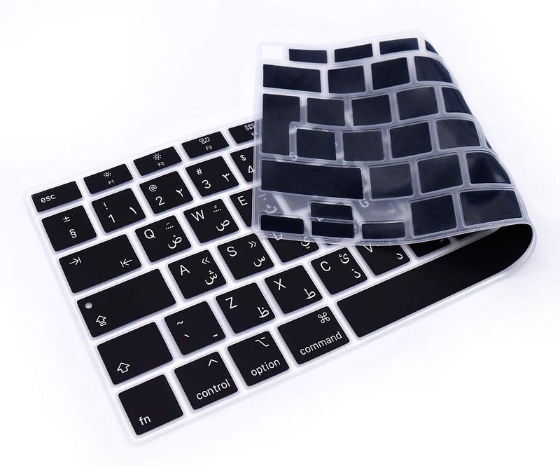 سيفن لاين غطاء لوحة مفاتيح عربي من متوافق مع MacBook Air 13 بوصة A2337/A2179 2023 2022 2021 2020 واقي سيليكون ناعم لـ MacBook Air 13 بوصة M1 تخطيط EU/UAE، أسود - Image 4
