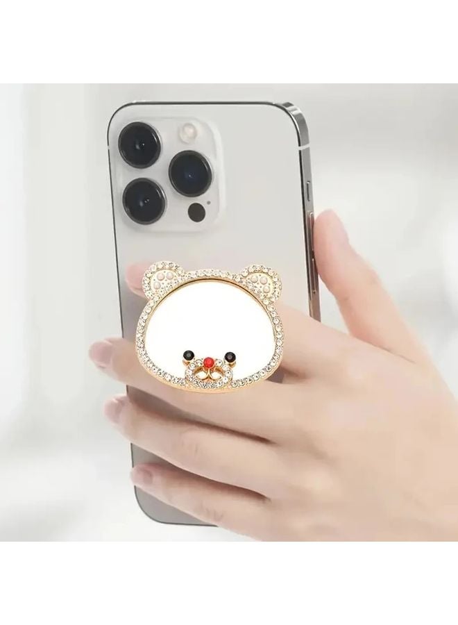 Cute Bear Mirror Phone Stand Polychrome Self Adhesive Portable Holder For Watching Shows - Image 5