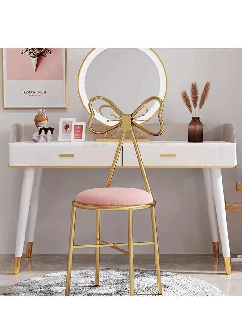 ZUIHAO Metal Vanity Chair Leathers Padded Seat Makeup Chair Butterfly Chair Makeup Stool Dressing Chair (Pink)  - Image 1