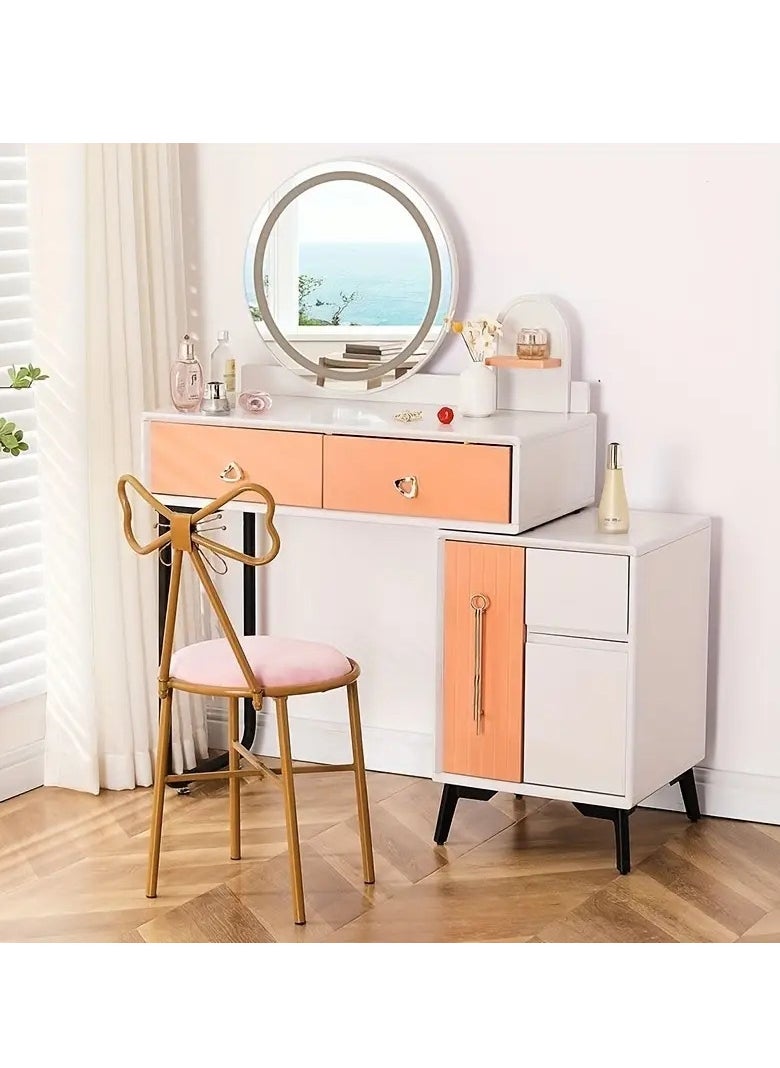 ZUIHAO Metal Vanity Chair Leathers Padded Seat Makeup Chair Butterfly Chair Makeup Stool Dressing Chair (Pink)  - Image 2