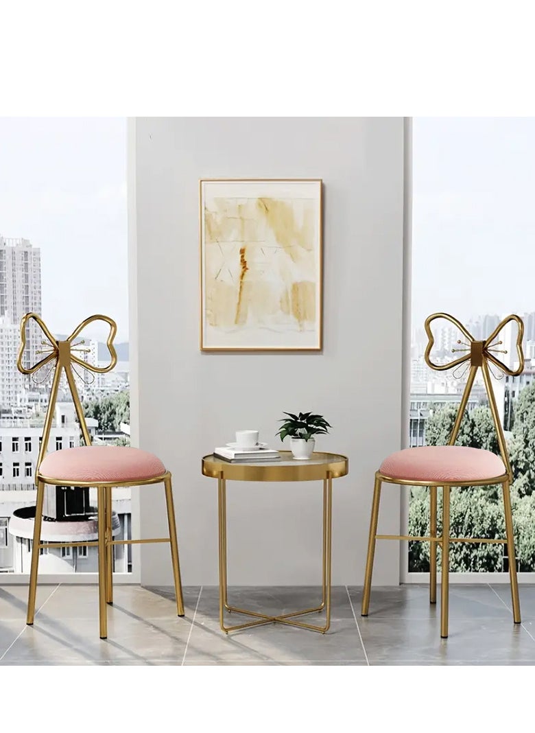 ZUIHAO Metal Vanity Chair Leathers Padded Seat Makeup Chair Butterfly Chair Makeup Stool Dressing Chair (Pink)  - Image 3