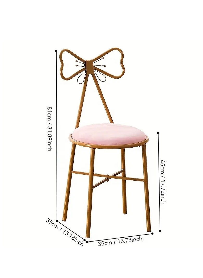 ZUIHAO Metal Vanity Chair Leathers Padded Seat Makeup Chair Butterfly Chair Makeup Stool Dressing Chair (Pink)  - Image 4