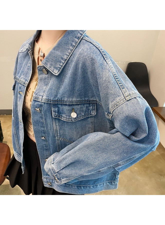 TonLion loose Slimming Youthful Denim Jacket For Women - Spring Simple Short Lapel Jacket - Image 4