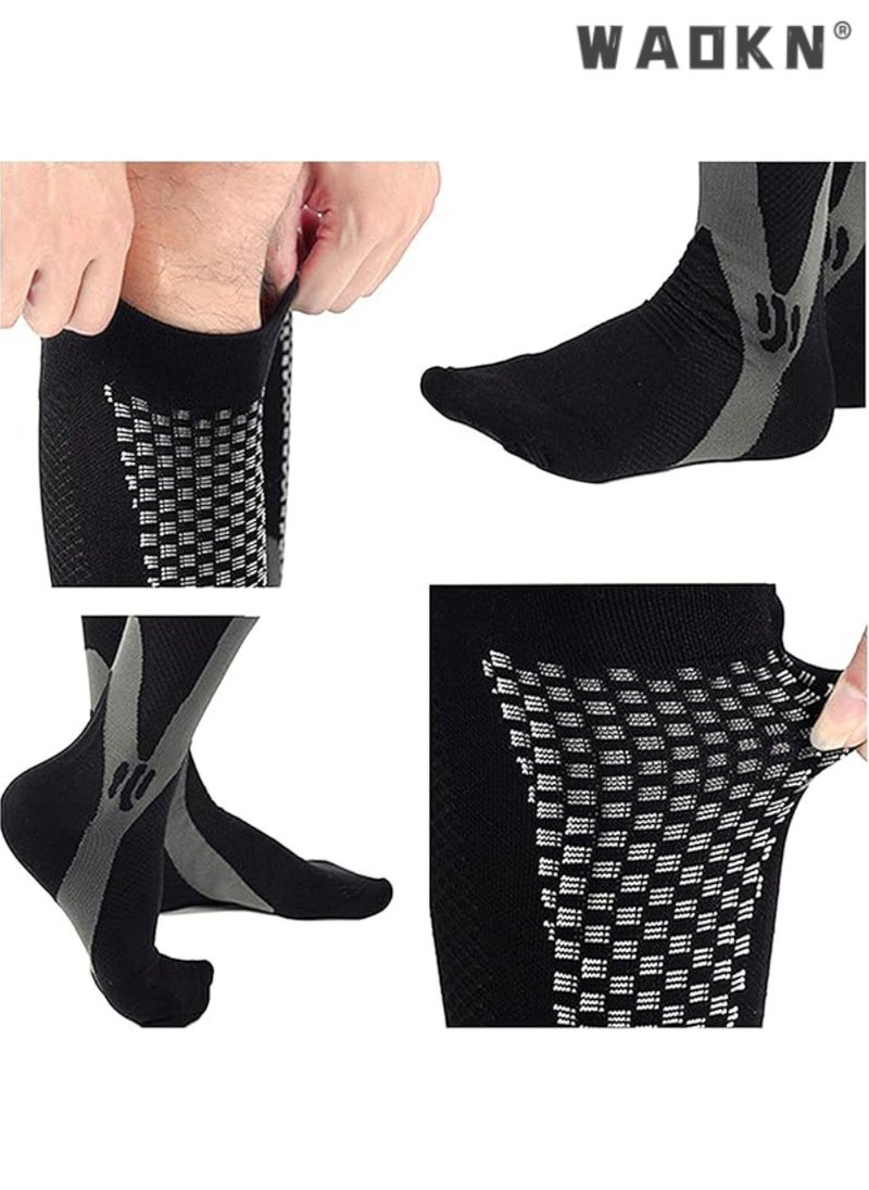 WAOKN High-Performance Compression Running Socks, Professional Sports Long-Tube Football Socks, Calf-Length Design, Extremely Elastic, Suitable for Long-Duration Sports Activities（Black）  - Image 4
