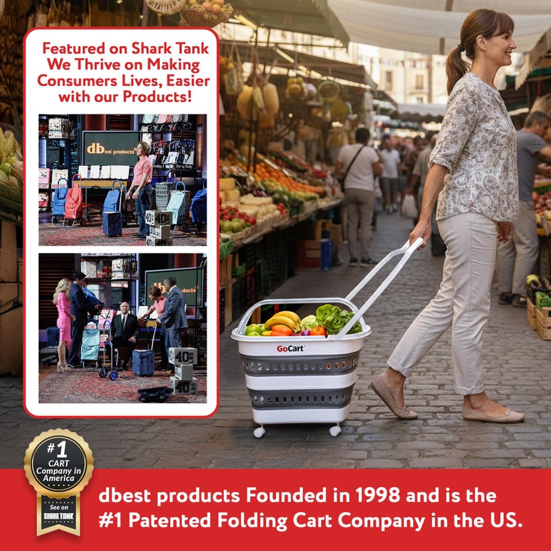 dbest Products Gocart Foldable Shopping Cart with Wheels - Collapsible Grocery Cart with Handles for Easy Storage - As Seen on Shark Tank - Portable Rolling Cart - 33" Height - Lightweight Design - Image 3