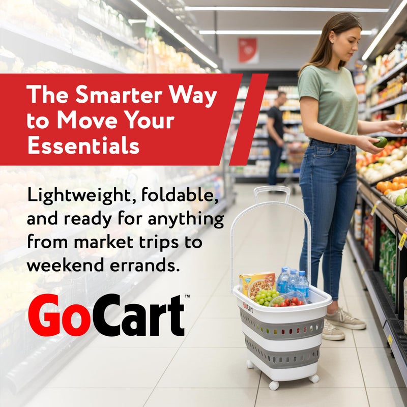 dbest Products Gocart Foldable Shopping Cart with Wheels - Collapsible Grocery Cart with Handles for Easy Storage - As Seen on Shark Tank - Portable Rolling Cart - 33" Height - Lightweight Design - Image 5