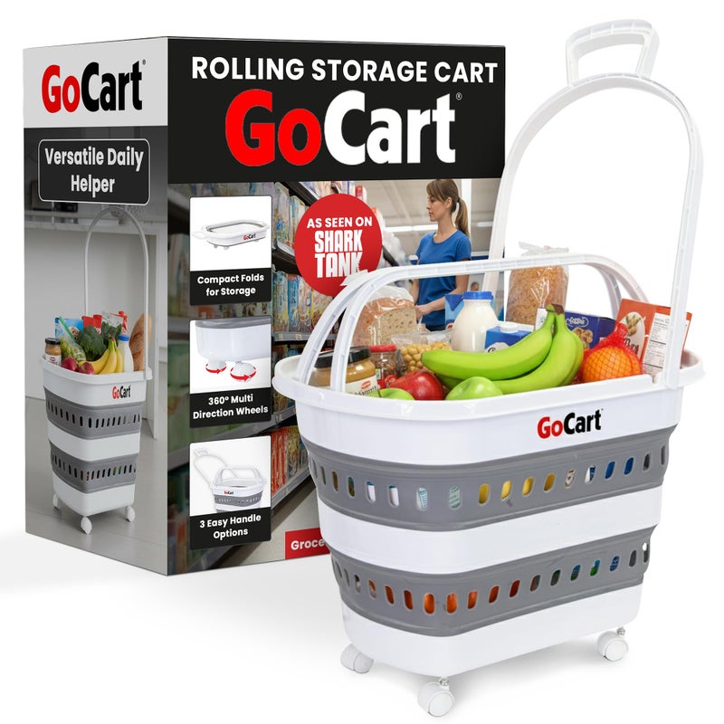 dbest Products Gocart Foldable Shopping Cart with Wheels - Collapsible Grocery Cart with Handles for Easy Storage - As Seen on Shark Tank - Portable Rolling Cart - 33" Height - Lightweight Design - Image 1