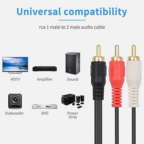 Poyiccot RCA Splitter - Male to Male Cable, Y Splitter 1 to 2 RCA Male Stereo Audio Subwoofer Cable - 25cm/10inch - Image 3