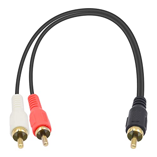Poyiccot RCA Splitter - Male to Male Cable, Y Splitter 1 to 2 RCA Male Stereo Audio Subwoofer Cable - 25cm/10inch - Image 1