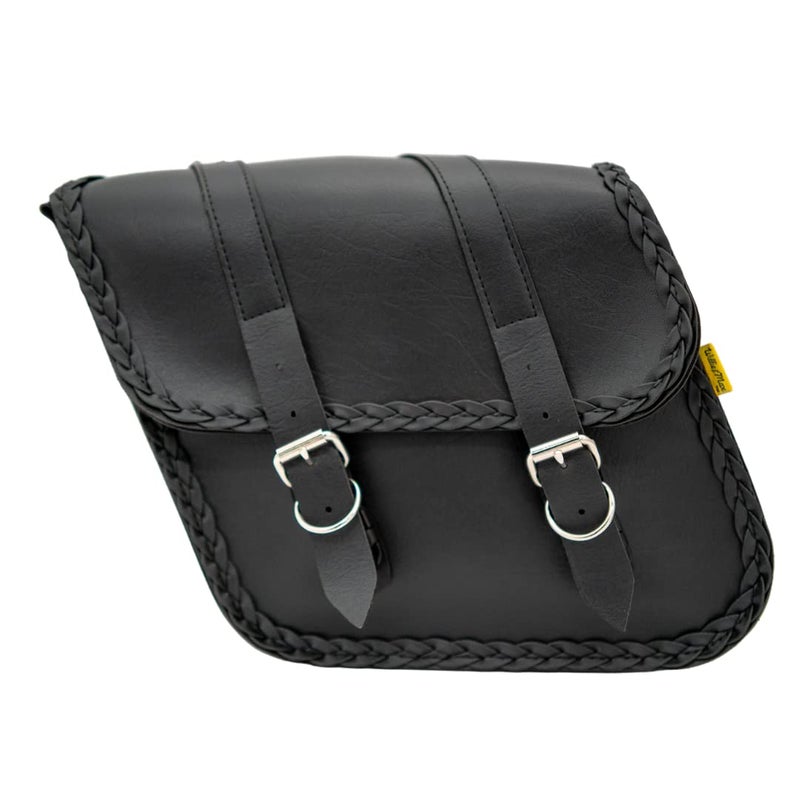 Dowco Willie Max 5870120 Braided Series Synthetic Leather Standard Slant Motorcycle Saddlebag Set Black Universal Fit 15 Liter Each30 Liter Total Capacity