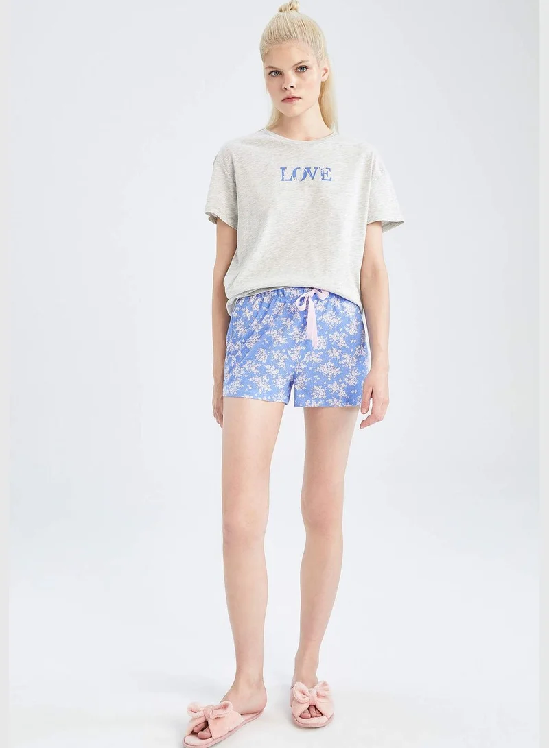 ديفاكتو Regular Fit Short Sleeve Printed Pyjama Set