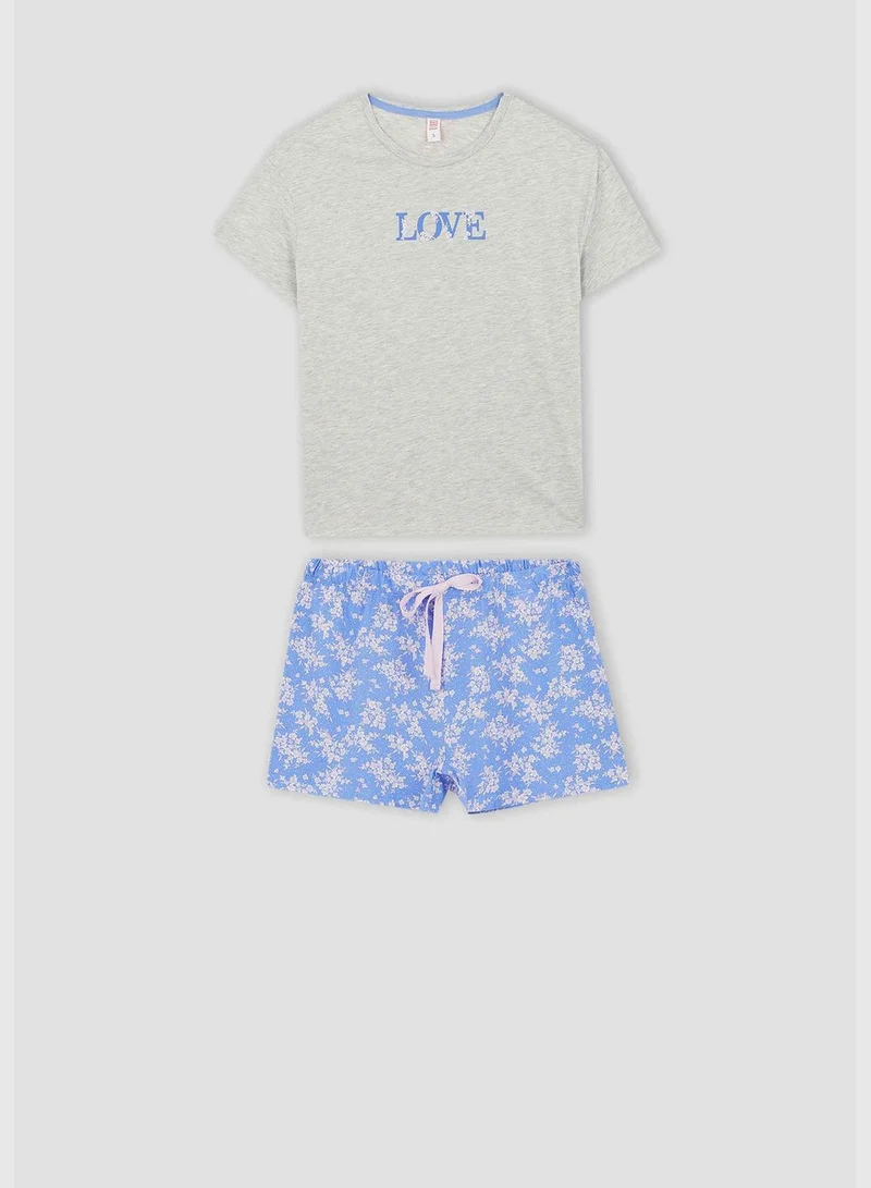 ديفاكتو Regular Fit Short Sleeve Printed Pyjama Set
