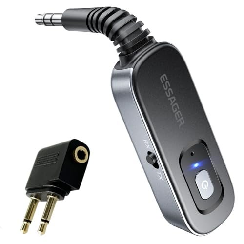 ESSAGER Bluetooth Receiver for Car, Noise Cancelling 3.5mm AUX Bluetooth Car Adapter, Wireless Audio Receiver Transmitter for Home Stereo/Wired Headphones Airplane, Gray - Image 1