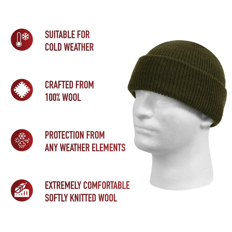 Rothco US Made Wool Watch Cap - Warm All-Weather Protection Knit Winter Hat - Olive Drab - Image 3