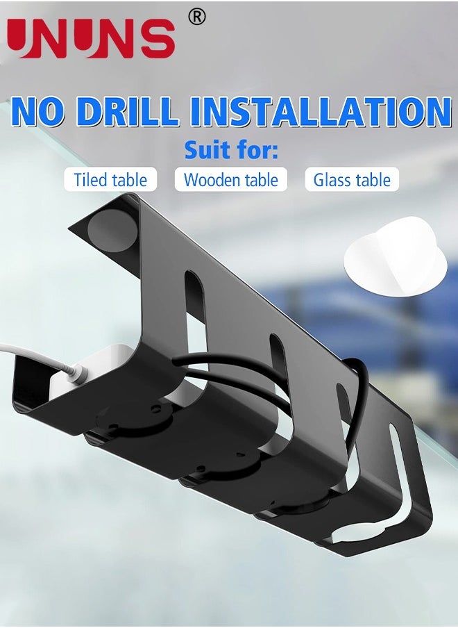 UNUNS Under Desk Cable Management Tray,2 Pack Metal Cable Tray Basket For Wire Management,No Drill PC Cord Organizer For Home Office Computer Desk Cable Hider,15.75x4.729x3.94IN  - Image 2