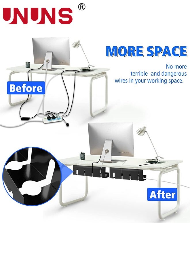 UNUNS Under Desk Cable Management Tray,2 Pack Metal Cable Tray Basket For Wire Management,No Drill PC Cord Organizer For Home Office Computer Desk Cable Hider,15.75x4.729x3.94IN  - Image 5