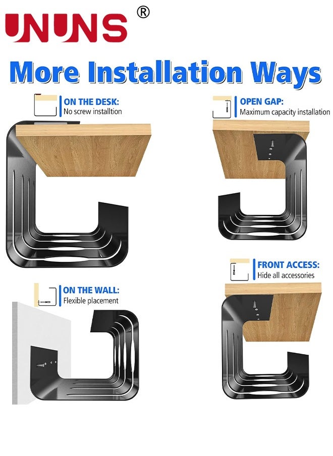 UNUNS Under Desk Cable Management Tray,2 Pack Metal Cable Tray Basket For Wire Management,No Drill PC Cord Organizer For Home Office Computer Desk Cable Hider,15.75x4.729x3.94IN  - Image 4