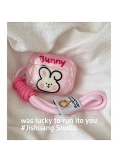 Ins Cute Cartoon Bear Penguin Suitable For Apple Headset Protective Cover Airpodspro2 Bluetooth Soft Case 4 Generation-Color:Rabbit + Lanyard-Applicable Models:airpods Pro 2