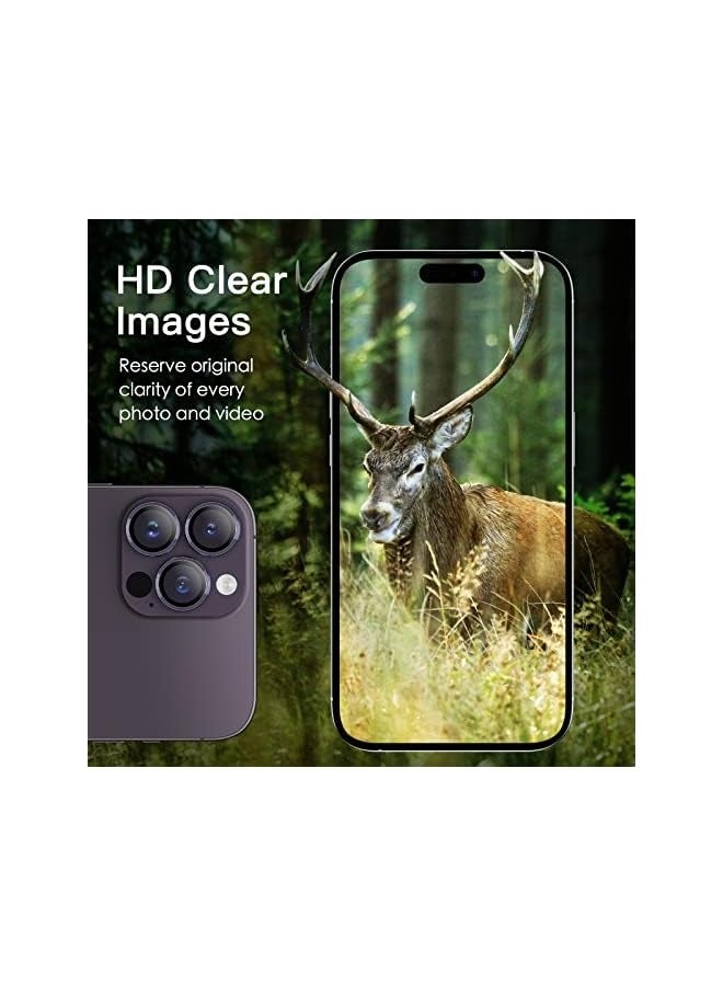 PROMASS Camera Lens Protector for iPhone 14 Pro 6.1-Inch and iPhone 14 Pro Max 6.7-Inch, 9H Tempered Glass Metal Individual Ring Cover, HD Clear, 1 Set (Deep Purple) - Image 4
