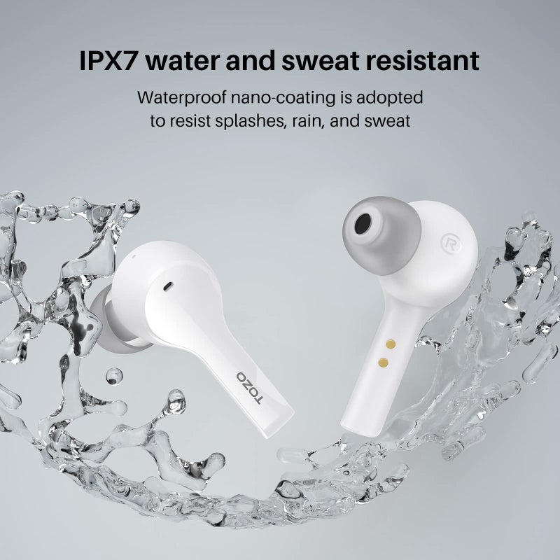 TOZO سماعات أذن لاسلكية TOZO NC20 مع إلغاء الضوضاء النشط، مقاومة للماء IPX8، صوت عالي الدقة LDAC، باس ستيريو، 6 ميكروفونات ENC AI لمكالمات واضحة، سماعات بلوتوث 5.4، علبة شحن لاسلكية، 32 إعداد صوت عبر التطبيق - Image 4