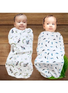 MammaChamp MammaChamp Zipper POD Swaddle Sleeping Sack Blankets Wrap Bag New Born Baby for 03 Months Pack of 2 Aeroplane Design Unicorn Design  - Image 2