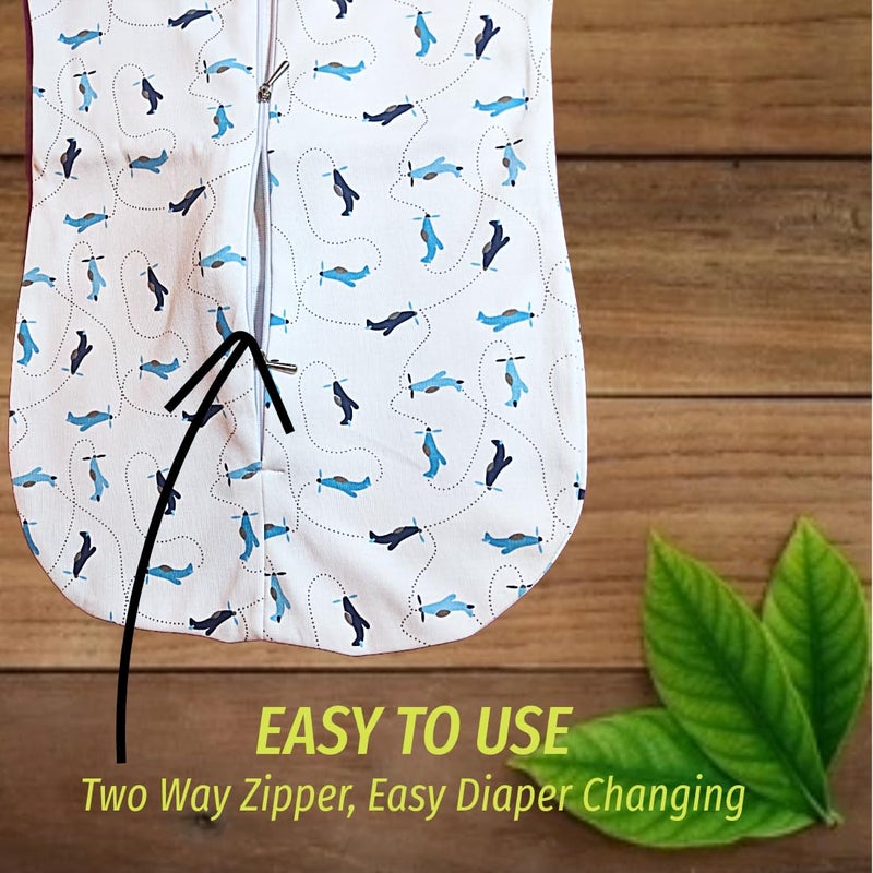 MammaChamp Zipper POD Swaddle Sleeping Sack Blankets Wrap Bag New Born Baby for 03 Months Pack of 2 Aeroplane Design Unicorn Design - Image 4