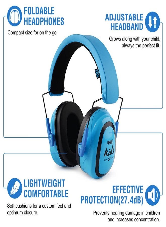 GREEN DEVIL Toddler Ear Protection Safety Ear Muffs Design For Age 3-16 Noise Cancelling SNR 27.4dB Kids Hearing Protection Earmuffs Sensory Headphones for Autism Kids (Blue) - Image 4