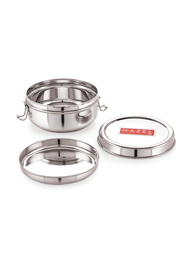 HAZEL Stainless Steel Tiffin Box with Inner Plate | 350 ml Small Lunch Box for Office & Travel | Compact Steel Food Storage Container with Lid - Image 2