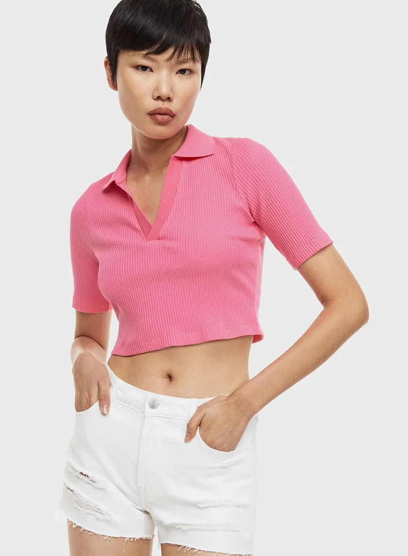 H&M V-Neck Ribbed Crop Top
