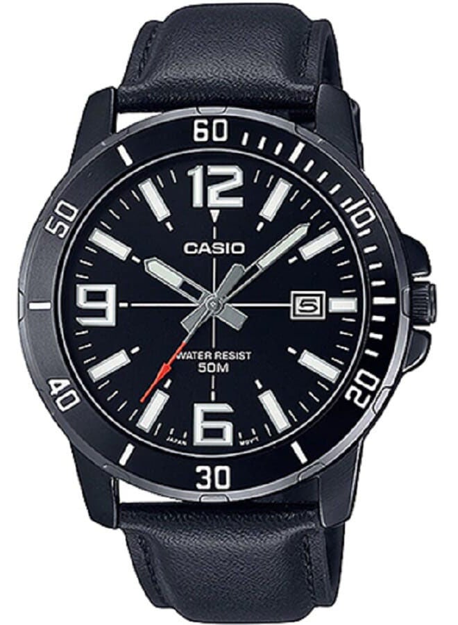CASIO Leather Analog Wrist Watch MTP-VD01BL-1BVUDF - Image 1