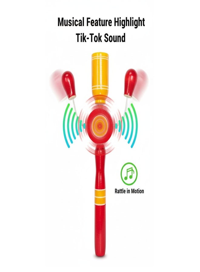 Neotea Colorful Wooden Baby Rattle Toy | Handcrafted TIK & Tok Musical Toy for Newborns & Toddlers | Handmade Desi Design | Safe & Fun Play | Color May Vary | Pack of 1 - Image 4