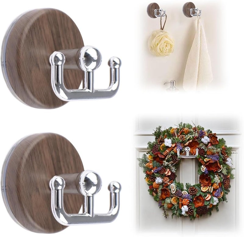 موروبور قطعتان من خطافات الشفط القابلة للإزالة والمقاومة للماء، خطافات بلاستيكية مزدوجة لتعليق المناشف للحمام والمطبخ - Image 2