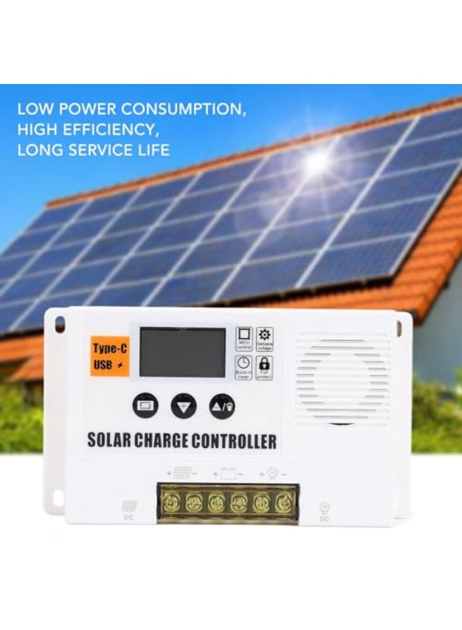 Solar Charge Controller, 12/24V Solar Panel Battery Intelligent Regulator with 3 Stage PWM Charging, Double USB Output Ports, for Off Grid Systems (30A) - Image 3