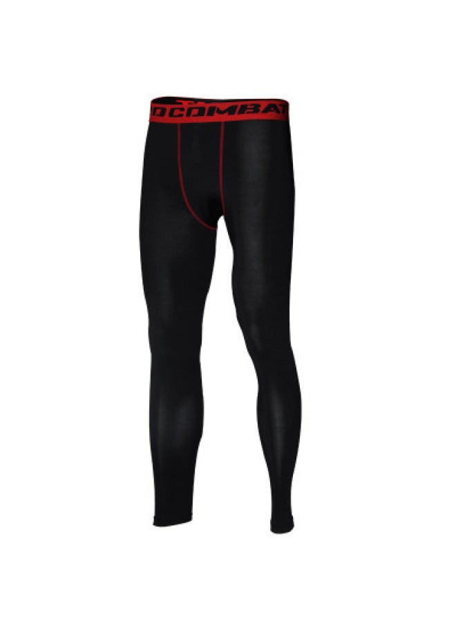 Men's Black Red Line Sports Quick-drying Tights Running Fitness Pants