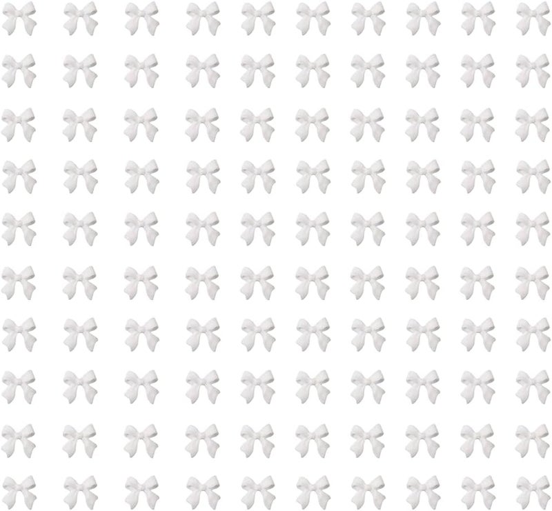 200Pcs Bow Nail Charms for Nails Accessories - White Bow-Knot for Nails Design Nail Art Supplies for Women Girls Nail Art Charms Nails Accessories Professional