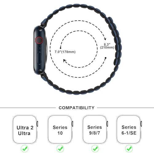 Anlinser Magnetic Bands Compatible with Apple Watch Band 49/46/45 44/42/41/40/38mm, Women Men Double Side Reversible Strap for iWatch Ultra 3-1 Series 11/10/9/8/7-1 SE(49/46/45/44/42,Dark Blue/Black) - Image 5